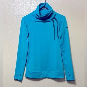 Nike Pro Teal Blue Cowl Neck Sweater Jacket!